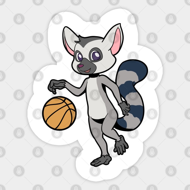 Cartoon Lemur plays basketball Sticker by Modern Medieval Design